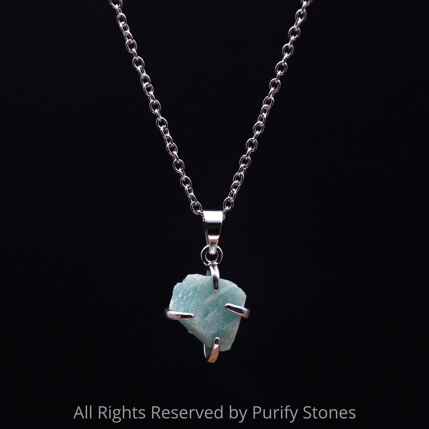 Amazonite Necklace With Silver Chain