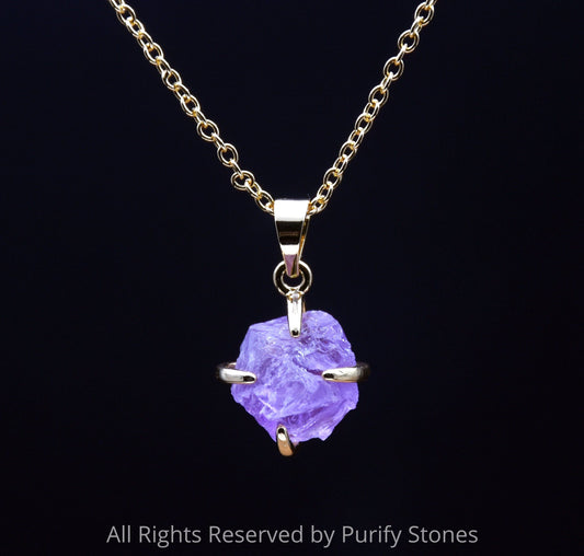 Amethyst Necklace With Gold Chain
