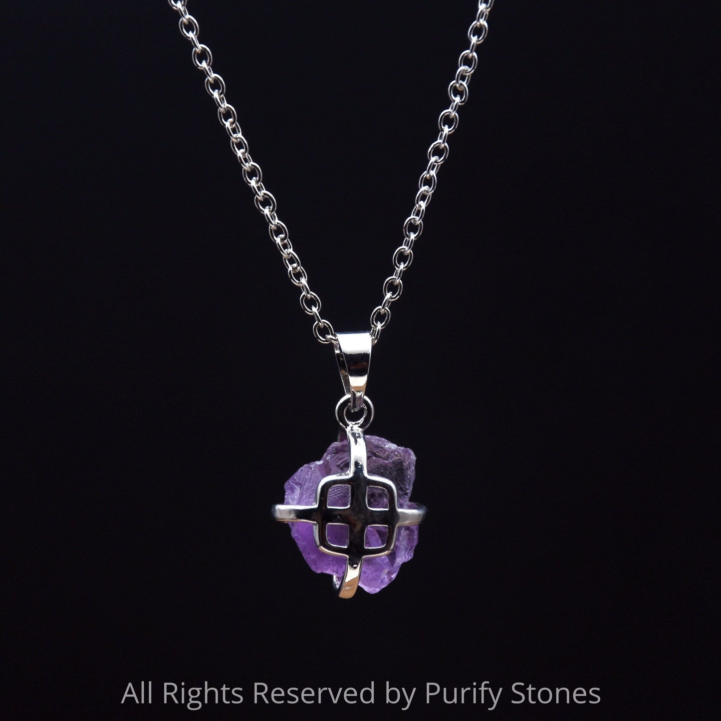 Amethyst Necklace With Silver Chain