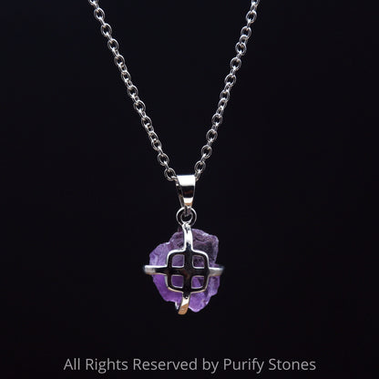 Amethyst Necklace With Silver Chain