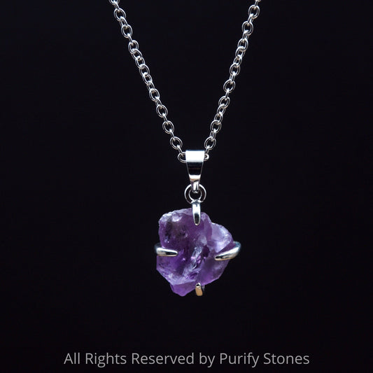 Amethyst Necklace With Silver Chain