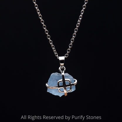 Aquamarine Necklace With Silver Chain