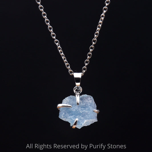 Aquamarine Necklace With Silver Chain