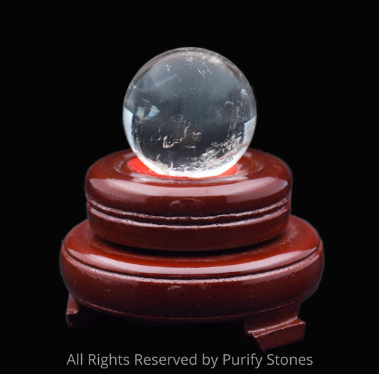 Clear Radiant Quartz Sphere With Wooden Base 35mmx35mm/126g