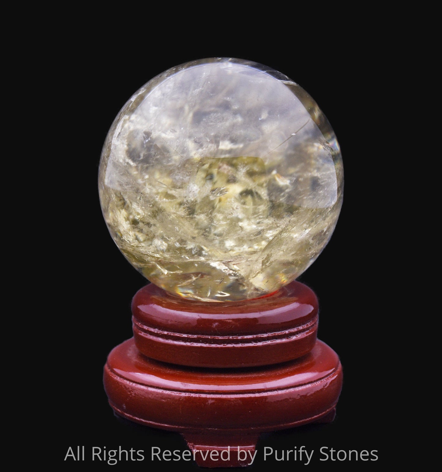 Fortune Finder Citrine Sphere With Wooden Base 70mmx70mm/556g