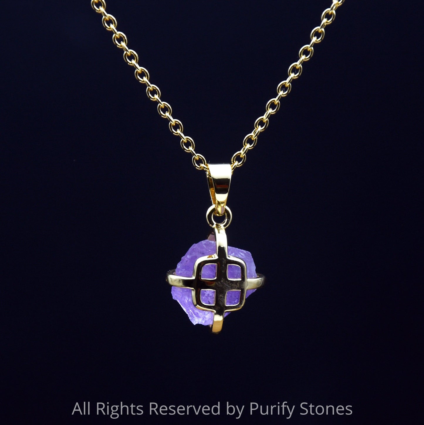 Amethyst Necklace With Gold Chain